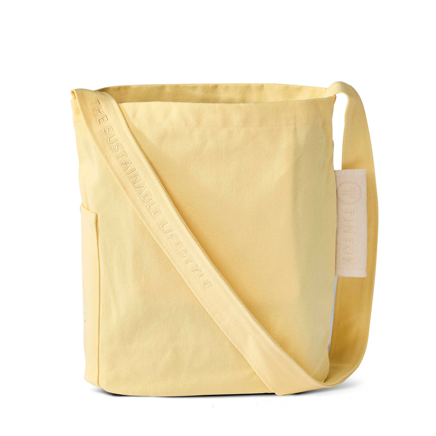 Sac isotherme en coton rayé jaune et bleu - Solencia | Fabrique de Styles Sac isotherme en coton rayé jaune et bleu - Solencia | Fabrique de Styles